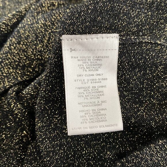 Equipment Femme‎ Light Sweater Top Black Metallic Gold Silk Blend Women's Small - Picture 7 of 8